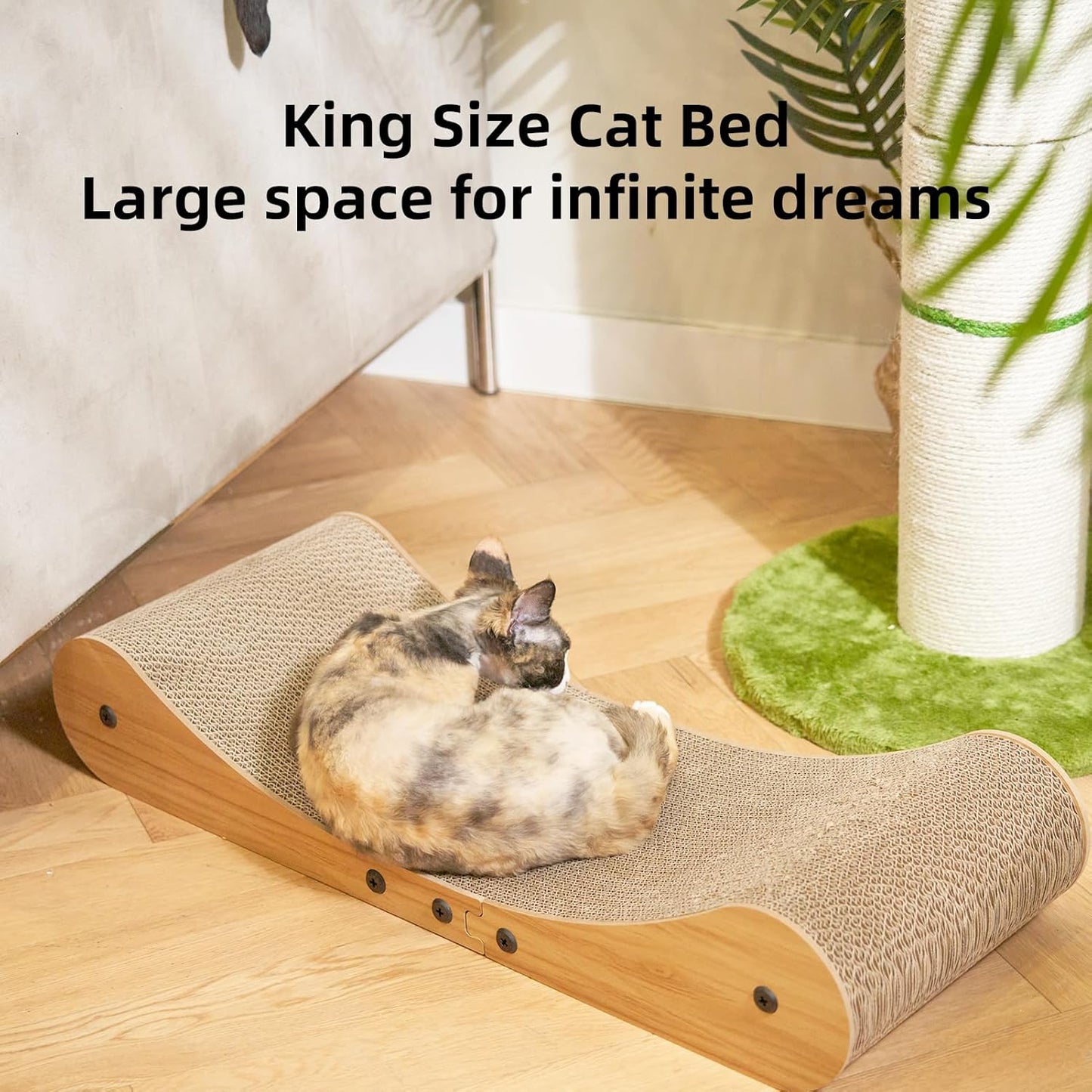 Nekosan Cat Scratcher Cardboard Bed, 27.5" Extra Large Cat Scratch Sofa Bed, Cat Scratcher Lounge Bed for Indoor Cats, 27.5 x 10 Inches Cat Couch Bed - Scratching Board