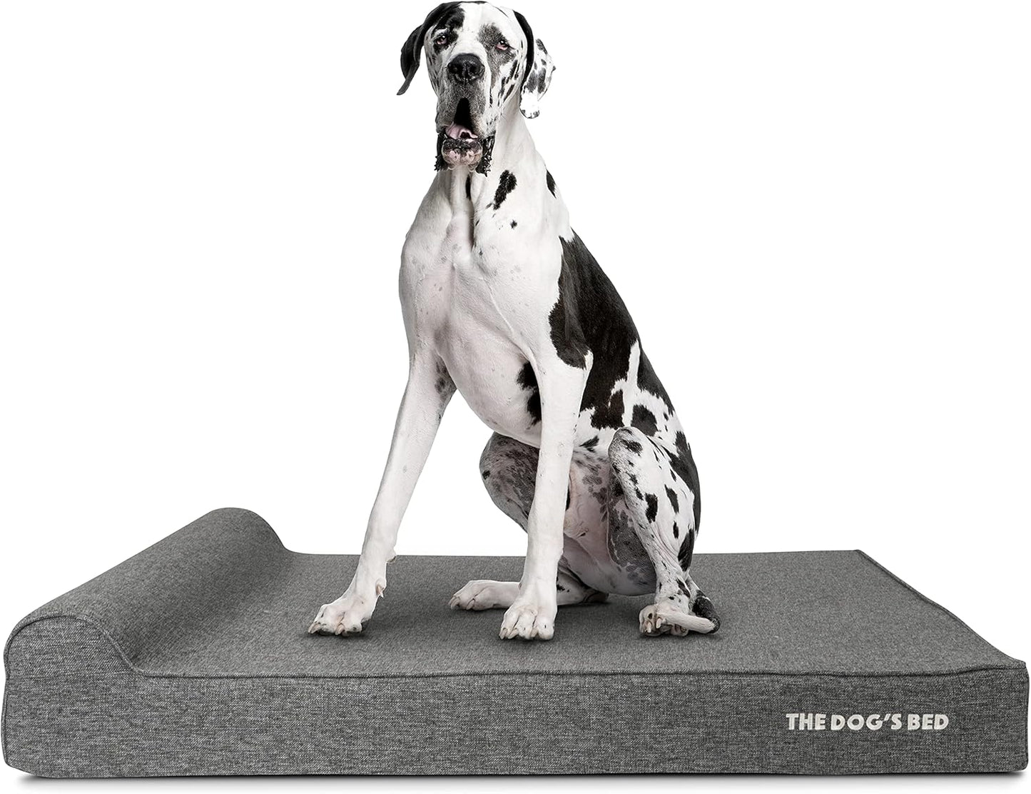 The Dog’s Bed Orthopedic Headrest Dog Bed XXL Grey Linen 54x36, Memory Foam, Pain Relief for Arthritis, Hip & Elbow Dysplasia, Post Surgery, Lameness, Veterinary Approved, Waterproof Washable Cover