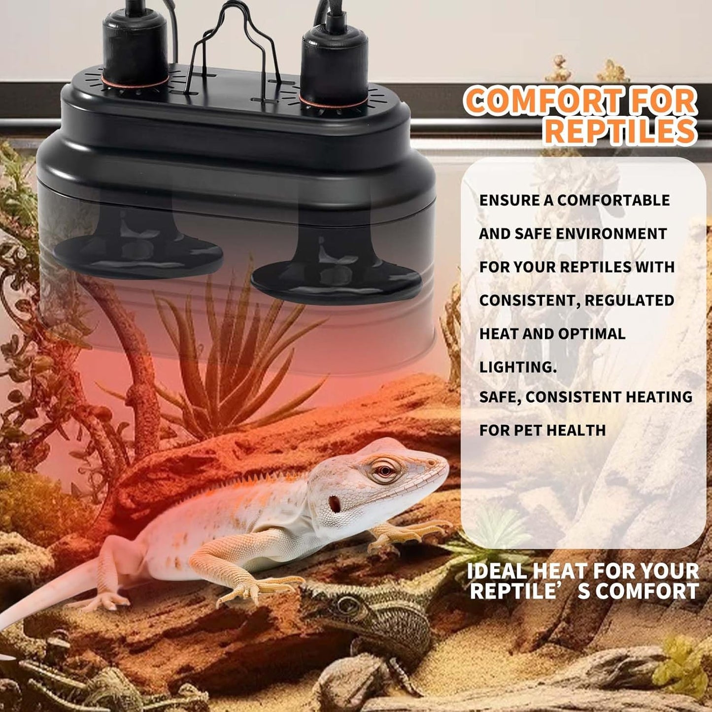 Max 3.34in diameter150W Reptile Heat Lamp(2 Packs)-Ceramic Heat Emitter for Reptiles Amphibian Pet Brooders Chicken Incubation, and Terrariums Turtle Lizard Bearded Dragon Snake E26