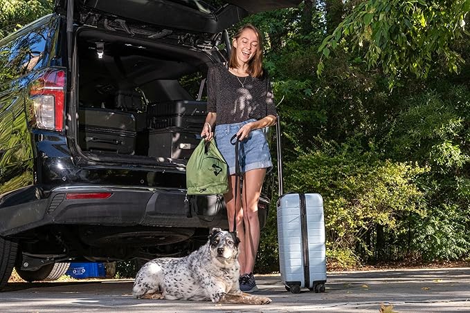 Dog Travel Bag – Large Capacity Pet Food Organizer with Backpack Leash, Water-Resistant & Food-Safe, Includes ID Tag – Travel Gear for Dogs, Hiking, Camping & Road Trips (Green)