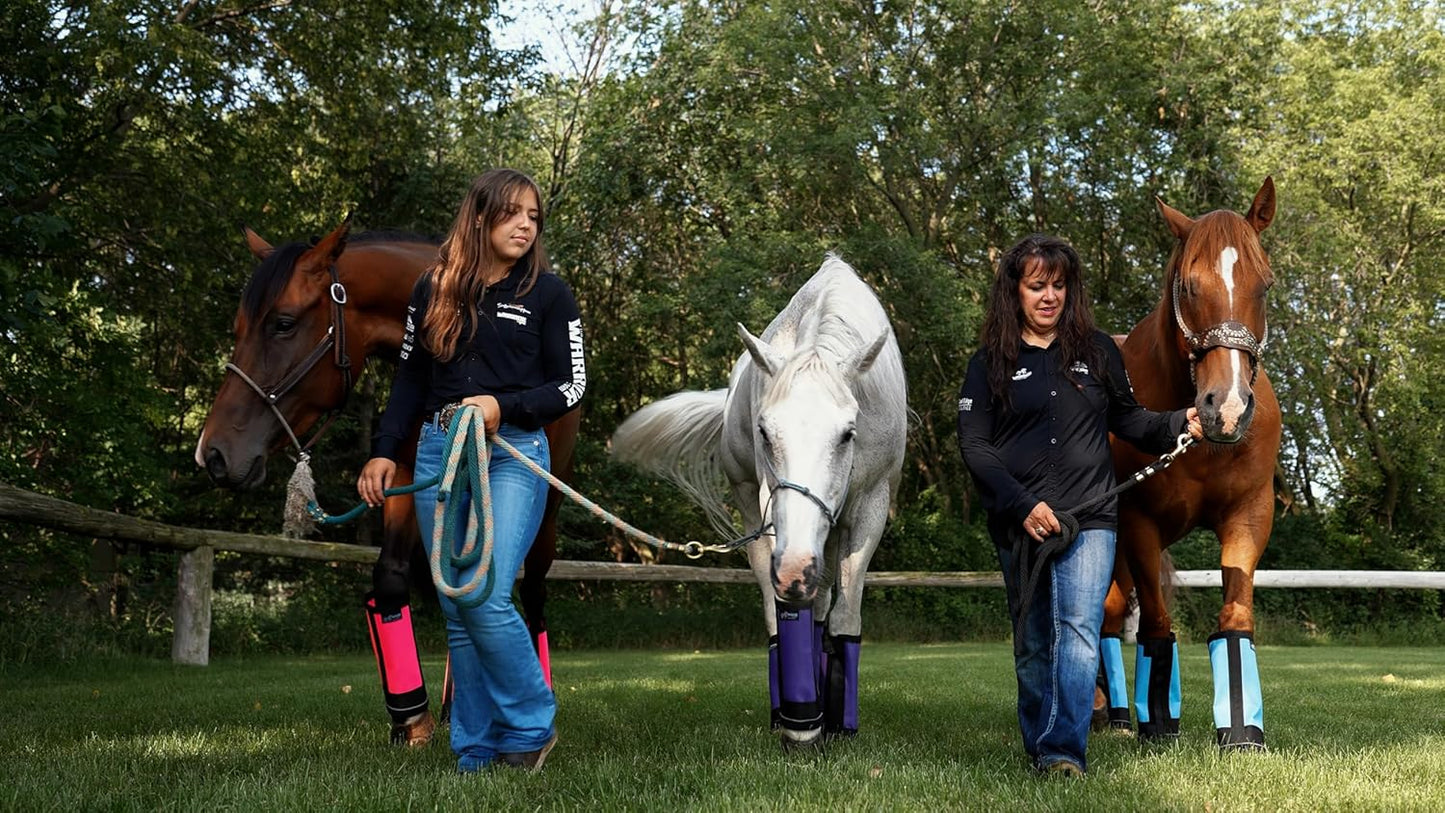 Warrior Fly Boots for Horses - Breathable Mesh Horse Boots for Fly Protection & Leg Comfort - Set of 4 (The Warrior, Neon Orange)