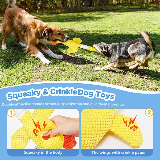 Vitscan Durable Dog Toys for Small Large Dogs, Dog Chew Toy for Aggressive Chewers, Tough Squeaky Interactive Dogs Toys for Puppies Plush Puppy Toys Goose Pet Toy Puppy Chew Toys for Teething