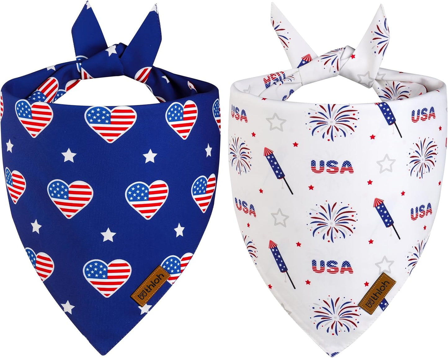 4th of July Dog Bandanas - 2 Pack Reversible American Flag Pet Scarf for Boy and Girl | Premium Durable Fabric | USA Patriotic Bandana for Small Medium Large and Extra Large Dogs (Small)
