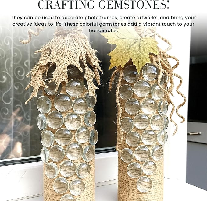 FUTUREPLUSX 1LB Clear Flat Glass Marbles, Vase Filler Glass Pebbles Floral Beads Table Aquarium Gravel Decoration DIY Craft