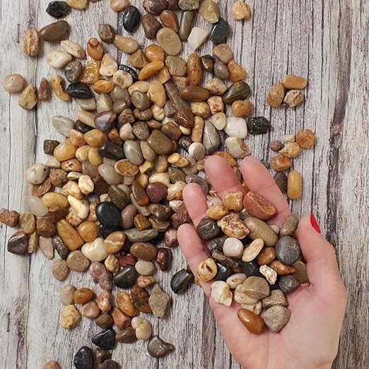 Royal Imports 2LBS River Rocks Decorative Ornamental Pebbles, Garden Landscaping Stones, Gravel Filler for Plants, Vases, Succulents, Home Decor, Aquariums, Crafting, Animal Habitat - Small Natural