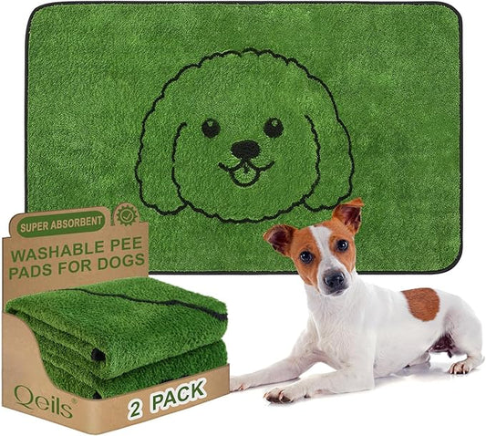 Qeils Reusable Puppy Pads, Washable Pee Pads for Dogs 2 Pack Durable Absorbent Leakproof Dog Training Pads for Home or Travel, Non-Slip Wee Wee Pads Potty Pads 48"x30"