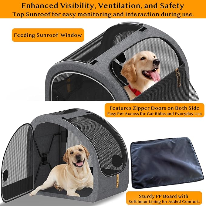 PAWZIDEA Dog Stroller for Large Dogs, Pet Stroller with Detachable Carrier for Portable Dog Crate for Car Seat, Foldable Dogs Jogger Strollers, All Terrain 9” Wheels, Adjustable Handle, Up to 80lbs