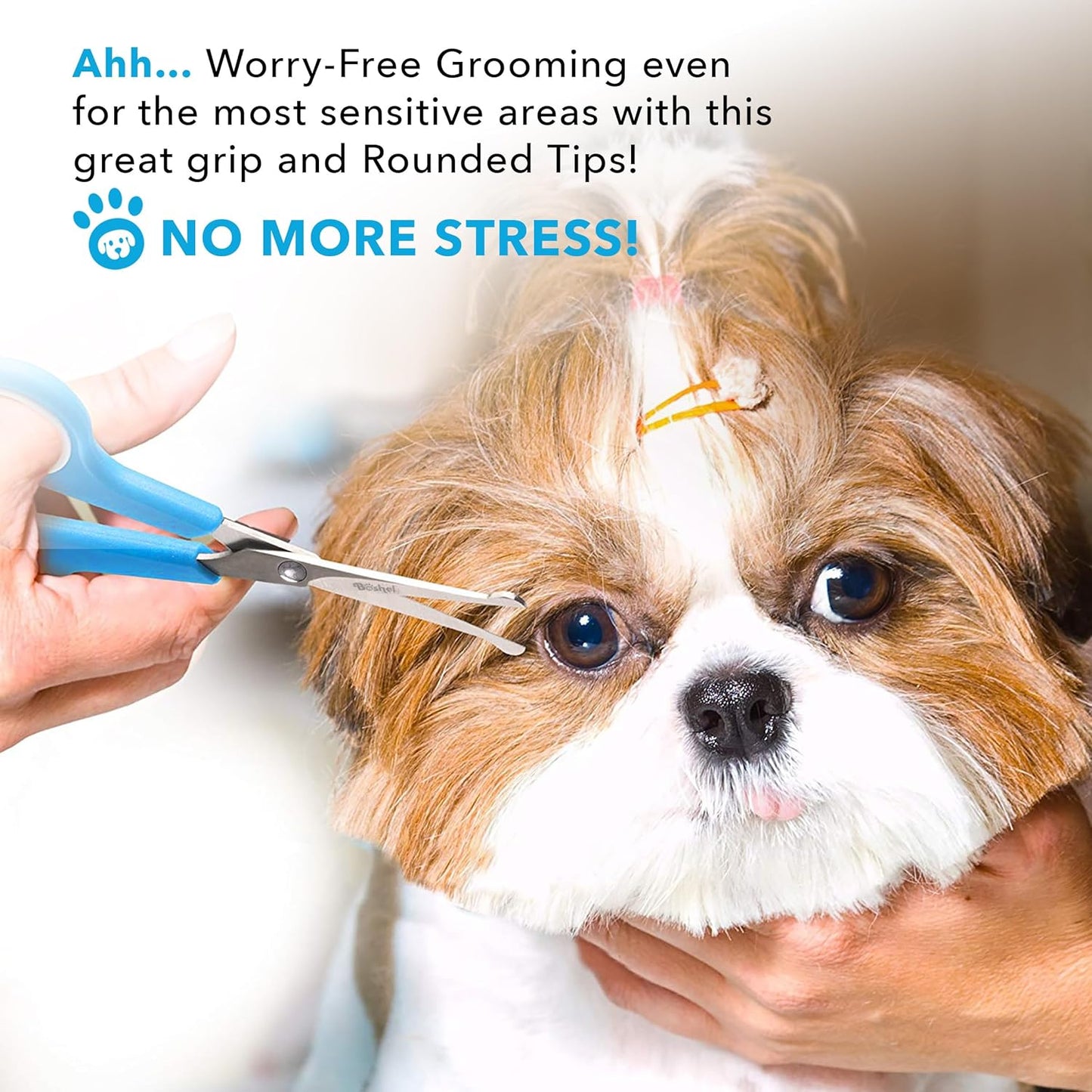 BOSHEL 3 Pc Dog Grooming Scissors Kit - 7" Scissor For Body Hair Trimming, 6" Small Micro-serrated Scissor For Face, Ear, & Paws, Thinning Shears For Dogs - Professional Dog Grooming Kit For Cat & Pet