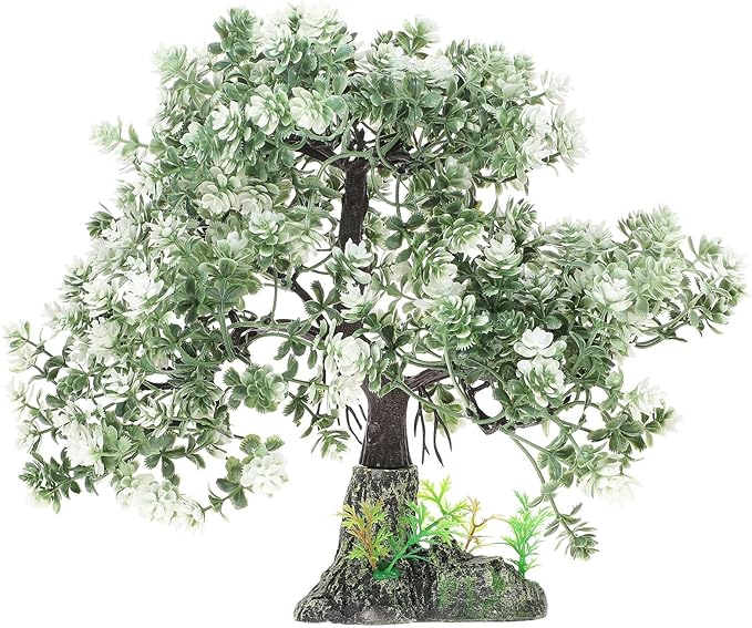 POPETPOP Aquarium Bonsai Tree Plant: Artificial Plants Flower Ornament - Fish Bowl Ornament for Freshwater and Saltwater Decor 4.13 X 2.36 X 10.62 Inch