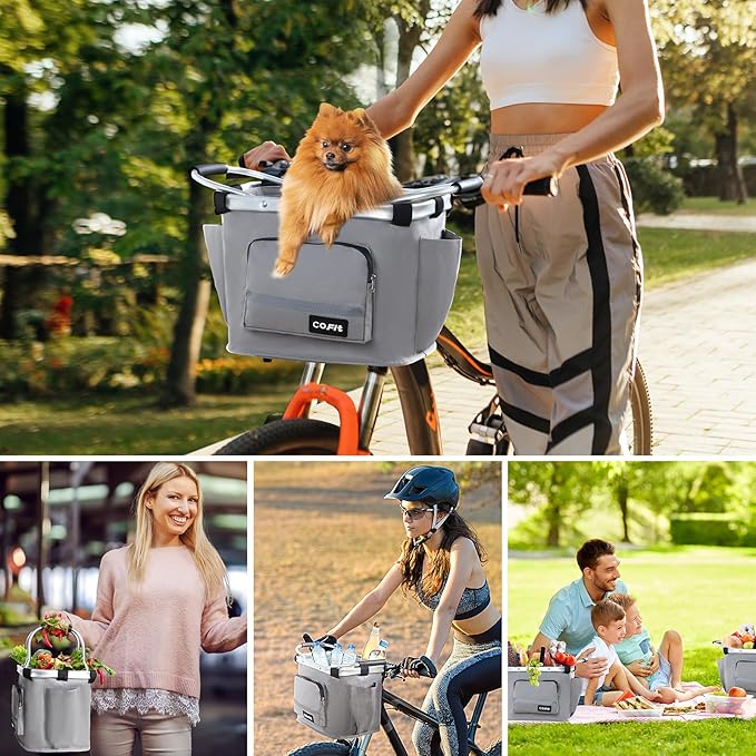 COFIT Detachable Bike Basket, Multi-Purpose Bicycle Handlebar Basket for Pet, Shopping, Commuter, Camping and Outdoor