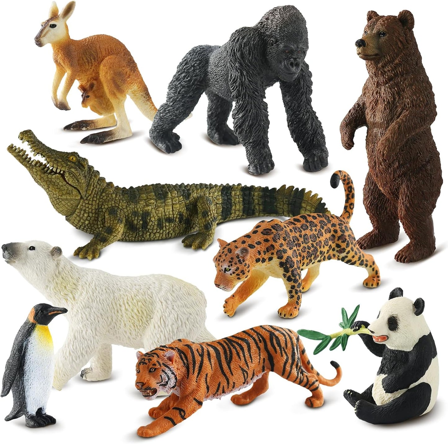 9 PCS Zoo Animal Toys for Kids 3-5 Realistic Plastic Wild Animal Figurine Toys Educational Learning Toy for Kids Boys Girls Toddlers