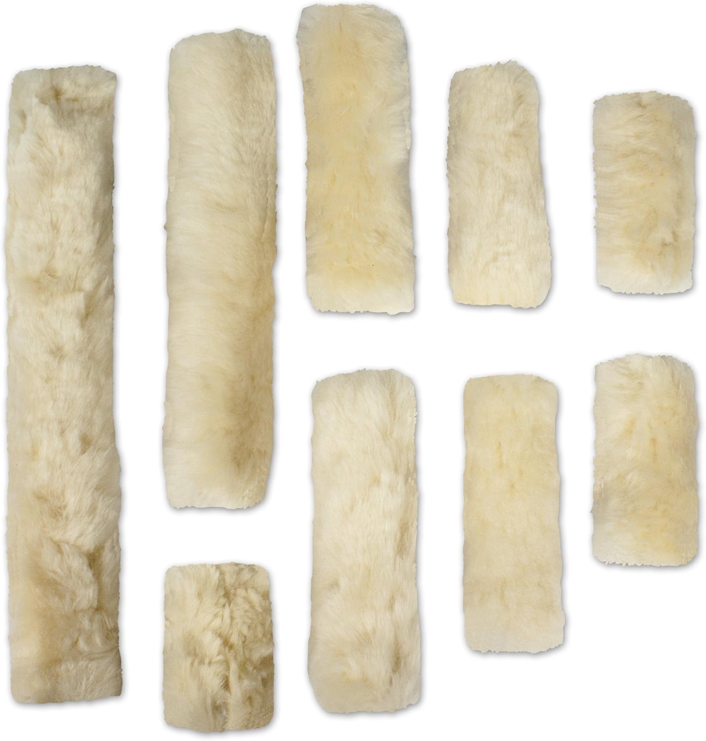 ECP Equine Comfort Products Merino Sheepskin Halter Fleece Set for Horses, 100% Natural Wool, Chafe Protection, Breathable Relief & Cushioned Comfort, Machine Washable, 9-Piece Set, Cream