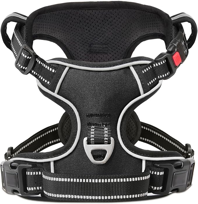 Timos Dog Harness, No-Pull Pet Harness with 2 Leash Clips, 3 Snap Buckles Adjustable Soft Padded Dog Vest, Reflective No-Choke Pet Oxford Vest with Easy Control Handle for Small Medium Large Dogs