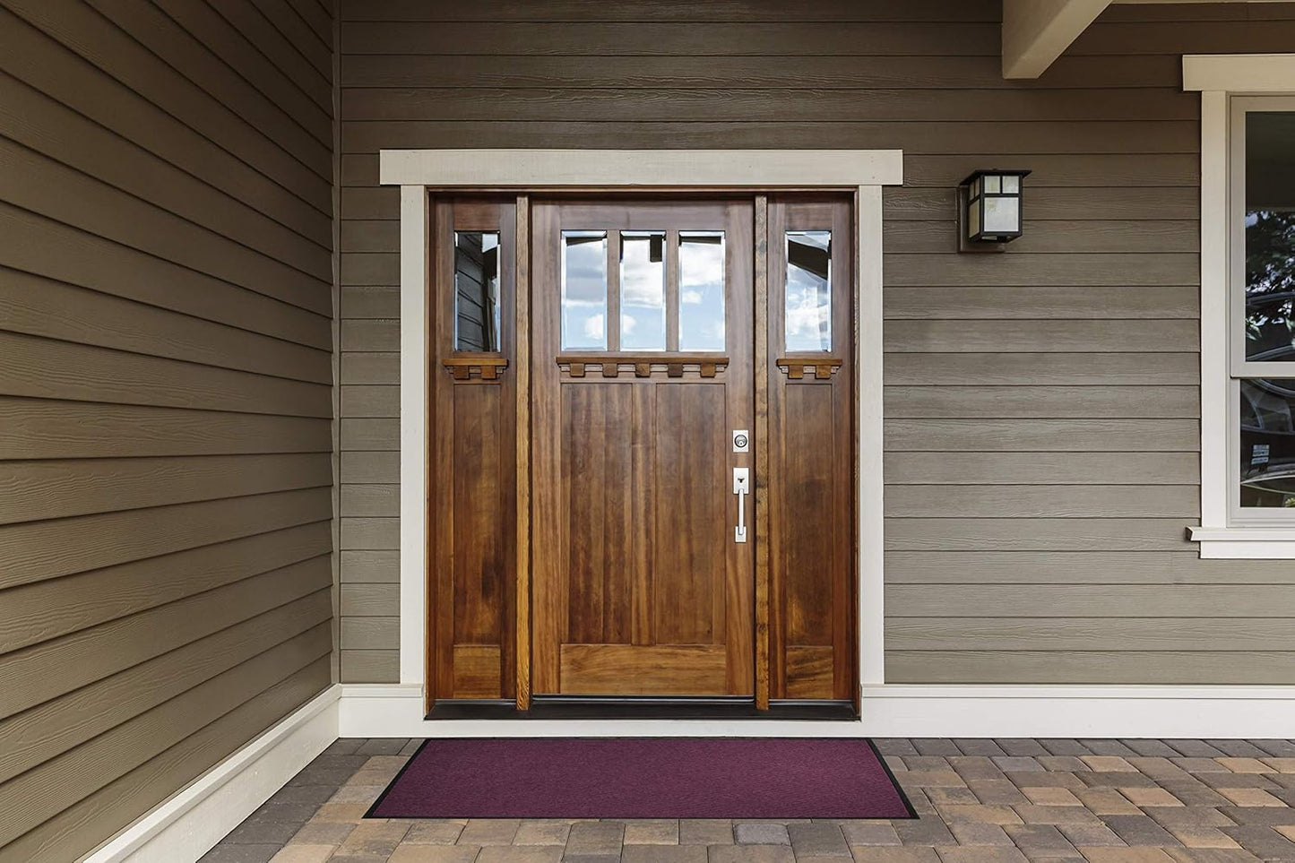 WaterHog Diamond | Commercial-Grade Entrance Mat with Rubber Border – Indoor/Outdoor, Quick Drying, Stain Resistant Door Mat (Medium Blue, 4' x 12')