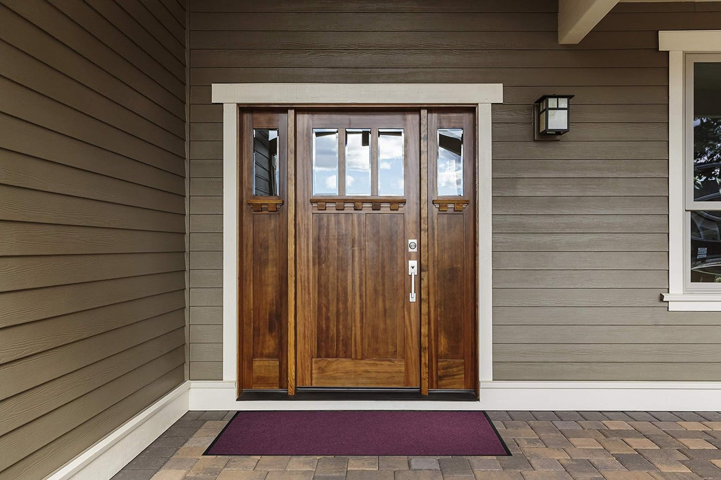 M+A Matting WaterHog Diamond | Commercial-Grade Entrance Mat with Rubber Border – Indoor/Outdoor, Quick Drying, Stain Resistant Door Mat (Solid Red, 3' x 8')