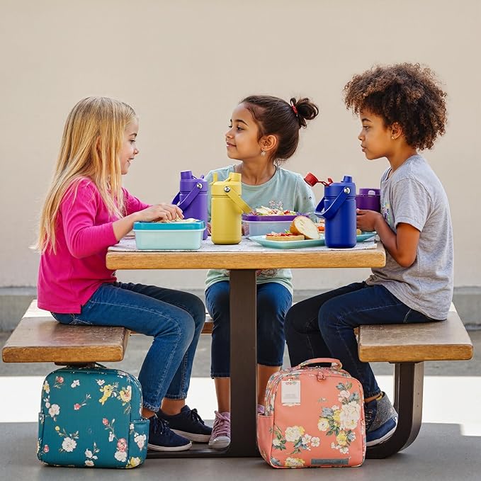 Kids Insualated Water Bottle with Straw - 12oz Stainless Steel Water Bottle with Dual Spouts, Leak-Proof, BPA-Free, Double Wall Vacuum Keeps Cold for 24 Hours for Sports, Travel (Moderate Orange)