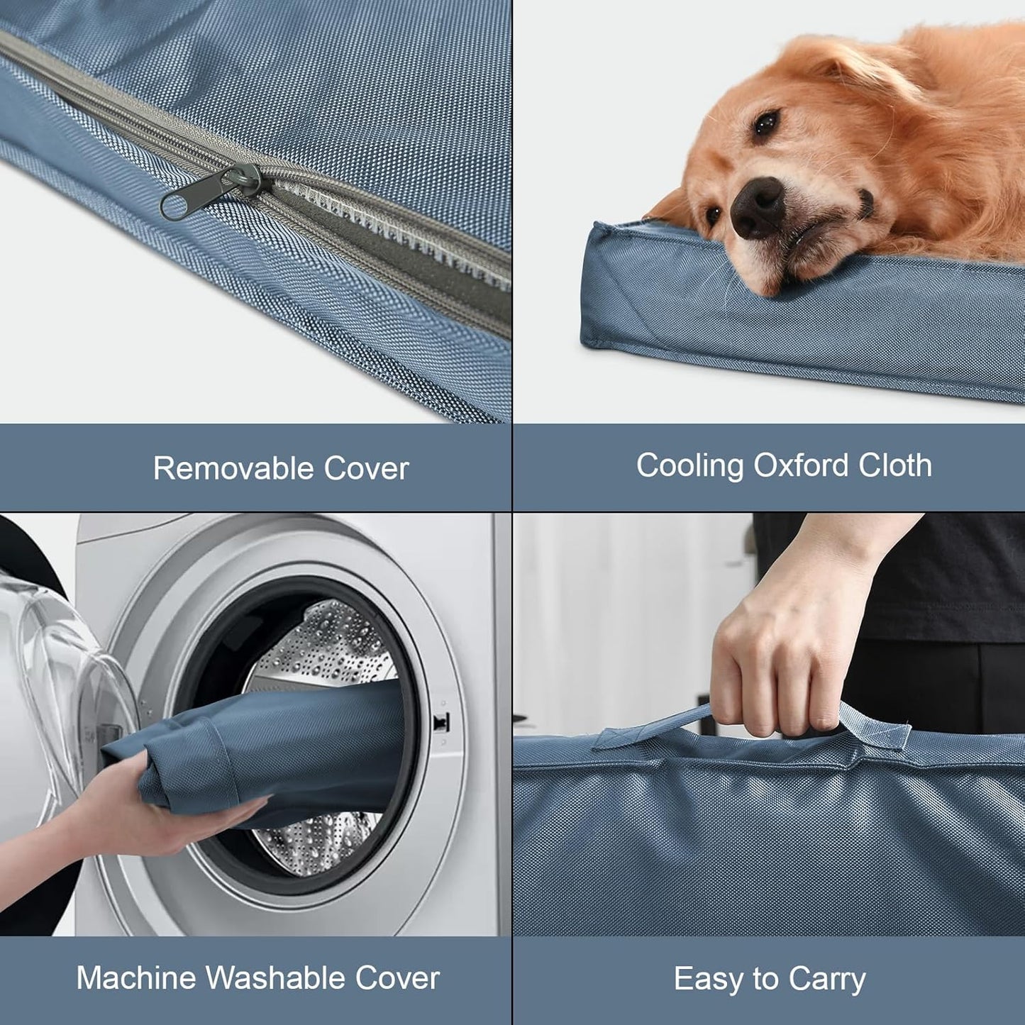 Dog Beds for Large Dogs, Orthopedic Dog Bed for Extra Large Dogs, Big Waterproof Pet Bed with Washable Removable Oxford Cover, Blue