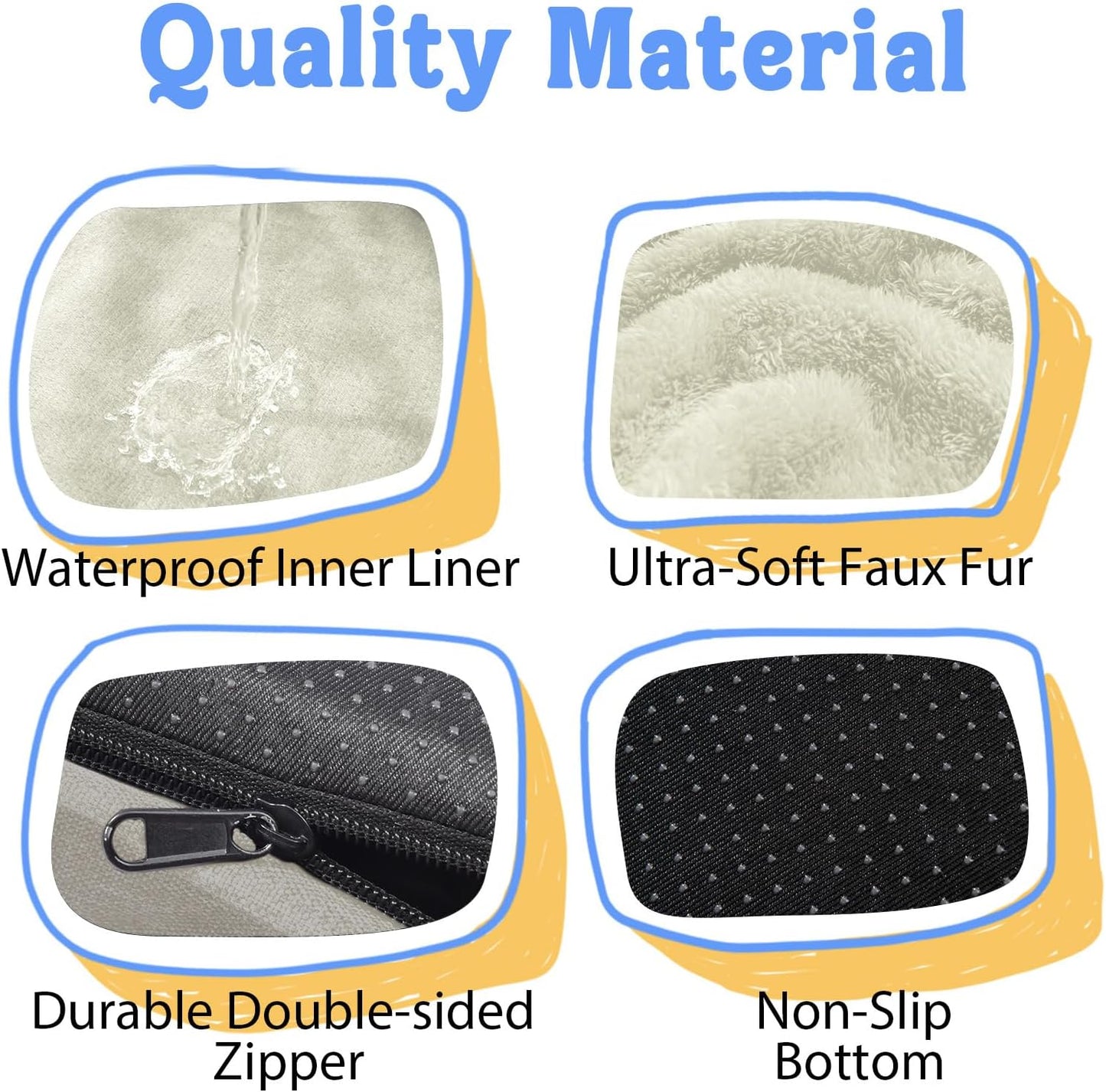 Orthopedic Washable Large Dog Bed - Egg Foam Dog Bed for Large and Medium Dogs Big Pet Beds with Removable Washable Cover and Bolster Non-Slip Bottom