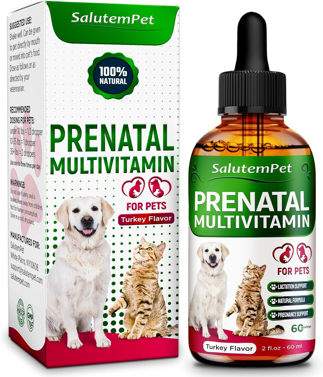 Dog Prenatal Vitamins for Moms During Lactating – Prenatal Vitamins for Dogs & Cats of All Breeds to Care for Pet Development – Multivitamin for Cats – 2 Oz – Herbal Supplement for Pets