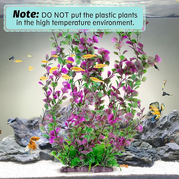 Hamiledyi Aquarium Plastic Plants Aquarium Decor Artificial Fish Tank Plants,Tall Fish Tank Decorations, Extra Large Aquarium Plant 20.4-inch Tall,1PCS