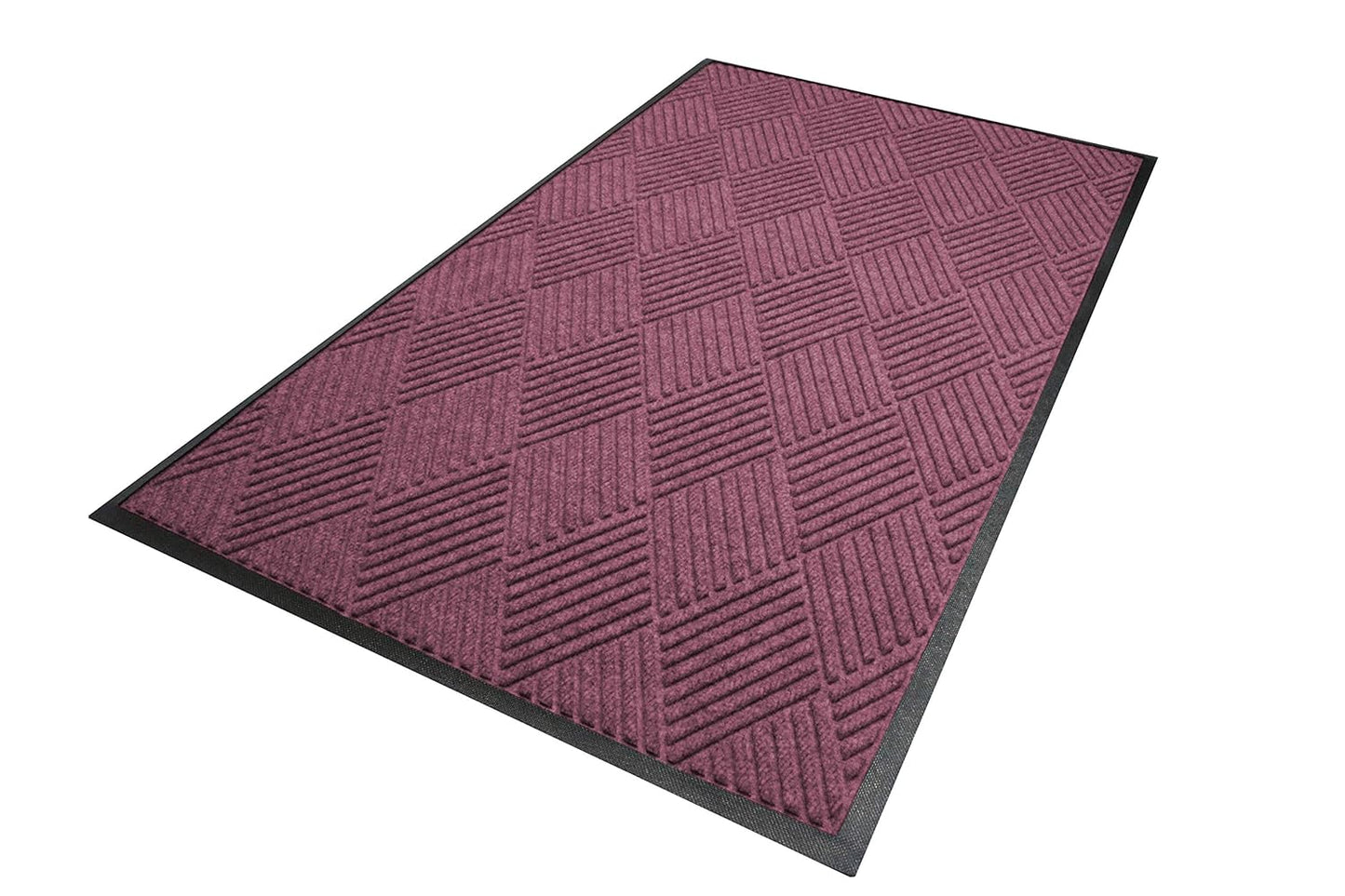 WaterHog Diamond | Commercial-Grade Entrance Mat with Rubber Border – Indoor/Outdoor, Quick Drying, Stain Resistant Door Mat (Bordeaux, 3' x 4')