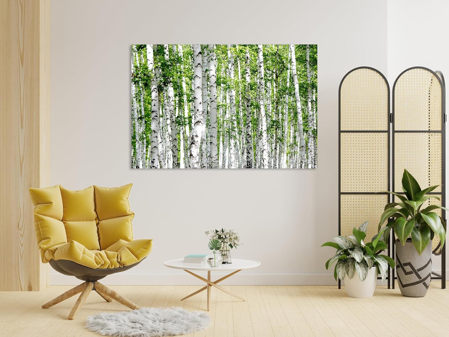 Nature Wall Art Prints - Ocean Forest Mountain Lake Canvas Landscapes - Small to Extra Large Living Room Bedroom Kitchen Bathroom Décor (Green Brich Trees, 28L" x 41W")