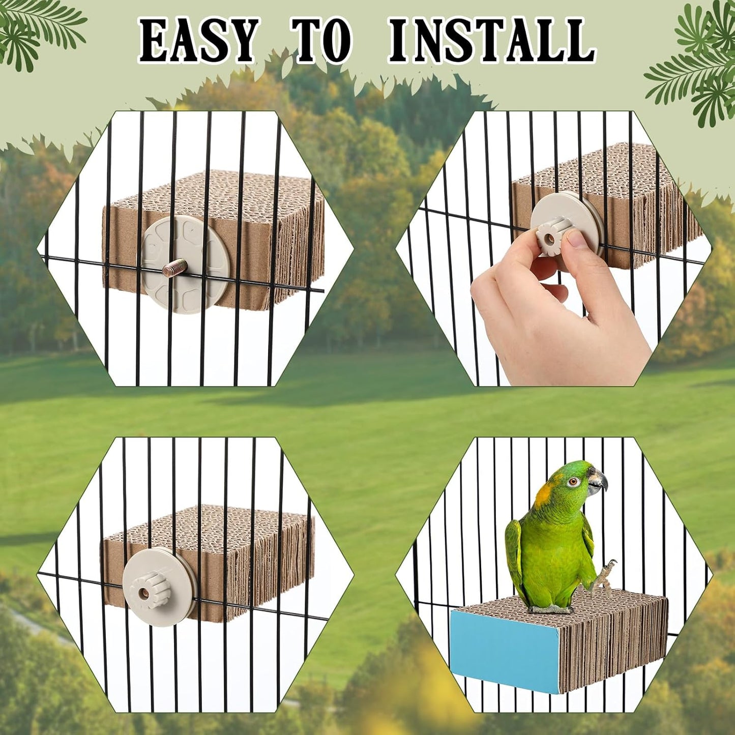 2 Pieces Bird Chew Toy Parrot Cage Perch Cardboard Platform Bird Paw Grinding Stand Parrot Cage Playground for Macaws, Small Parakeets, Conures, Budgies, Finches Conure Cockatiel (Small)