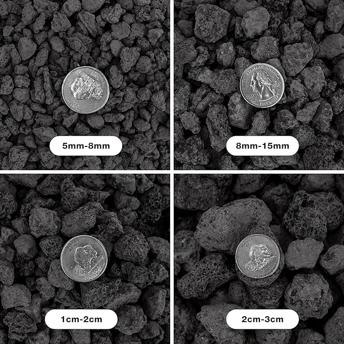 Mr. Fireglass 10 Pounds Black Natural Lava Rock for Indoor Outdoor Gas Fire Pits Fireplaces & Barbecue Grills | Volcanic Lava Stones for Decorating Garden Landscaping, Potted Plants, 0.2"-0.3"