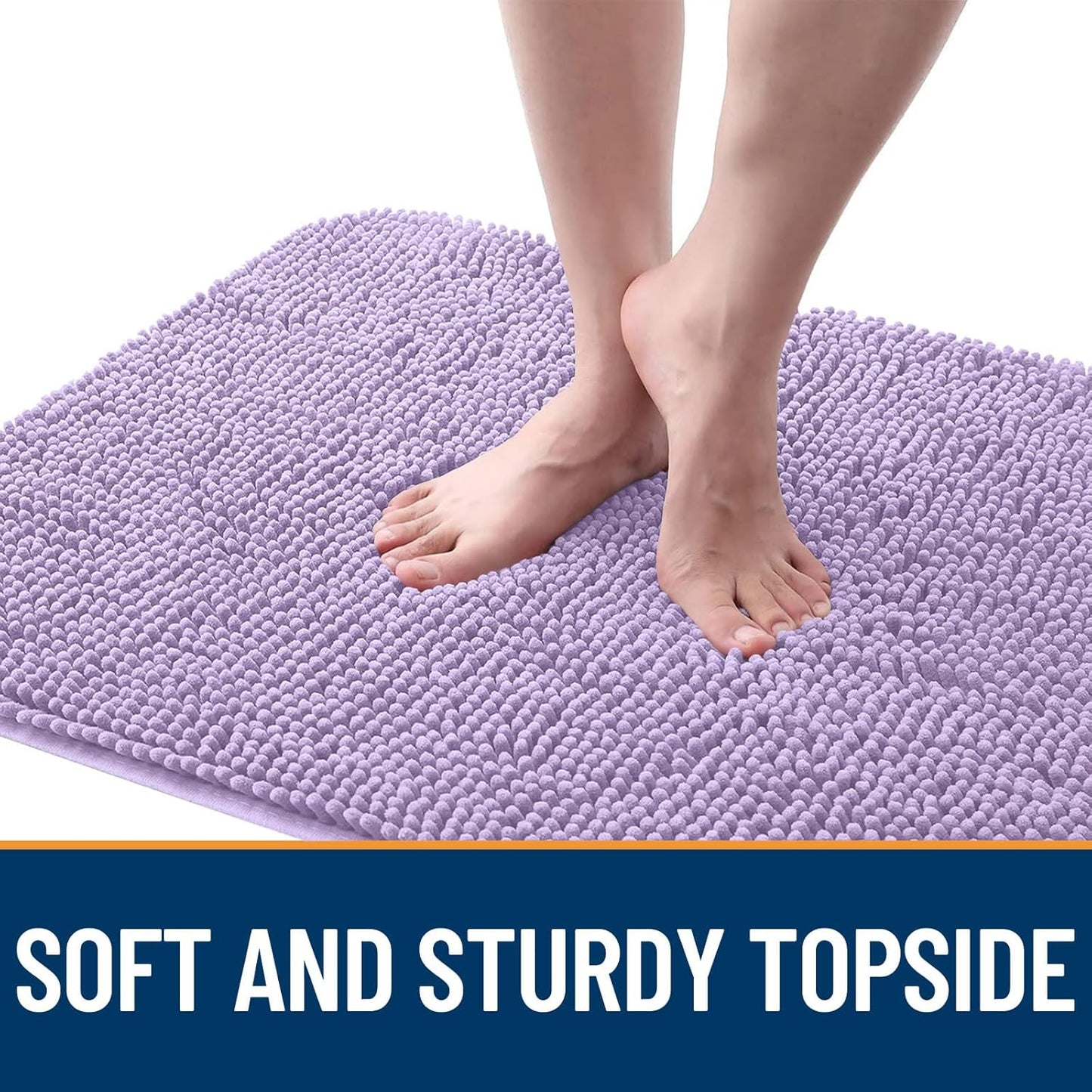 OLANLY Dog Door Mat for Muddy Paws 59x24, Absorbs Moisture and Dirt, Absorbent Non-Slip Washable Doormat, Quick Dry Chenille Mud Mat for Dogs, Entry Indoor Entryway Carpet for Inside Floor, Lavender