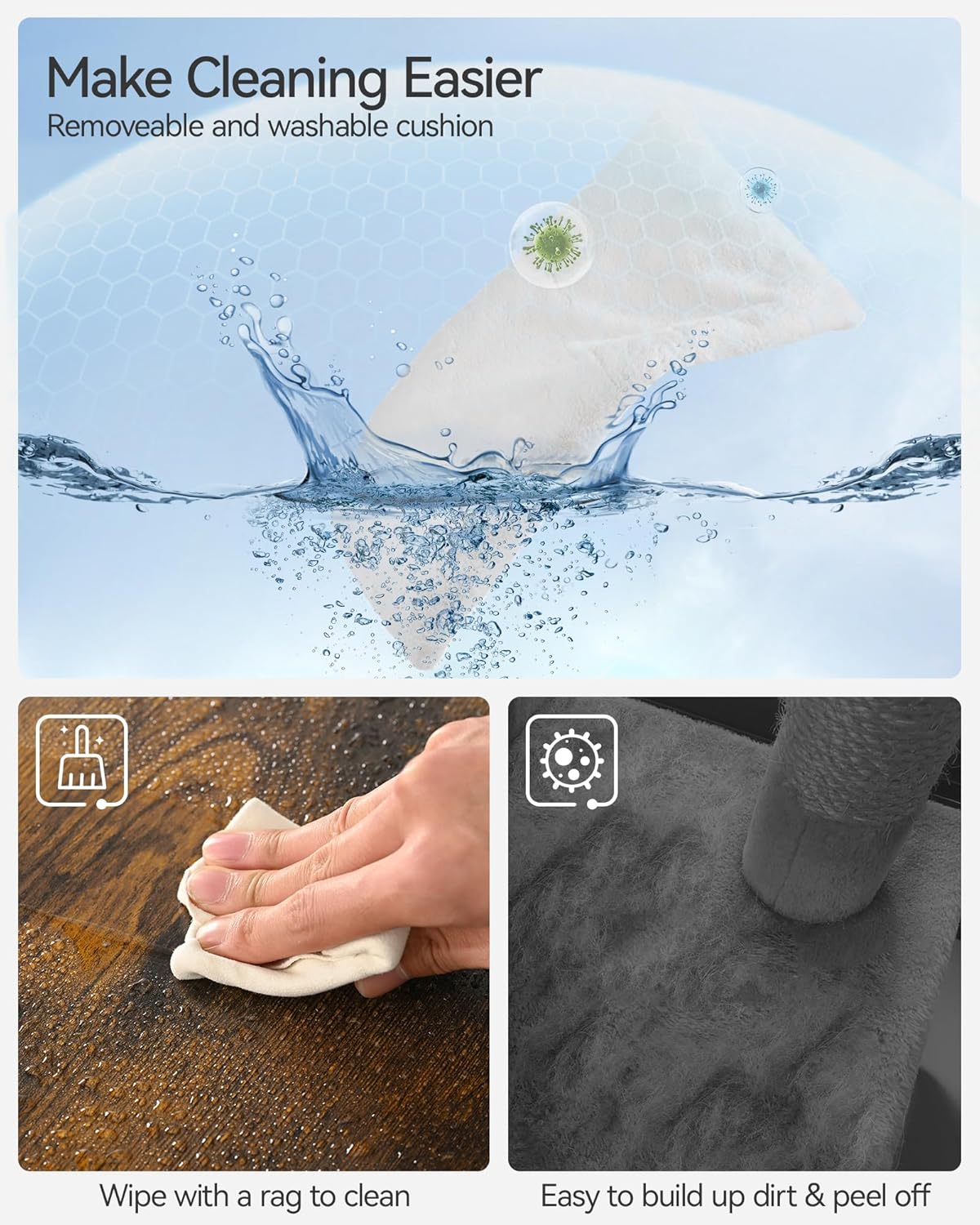 FourFurPets 72.4" Modern Cat Tower for Indoor Cats - Multi-Level Condo With Caves, Tall Tree With Scratching Board, Wooden Tower With Large Perch, Removable Pads, Rustic Brown