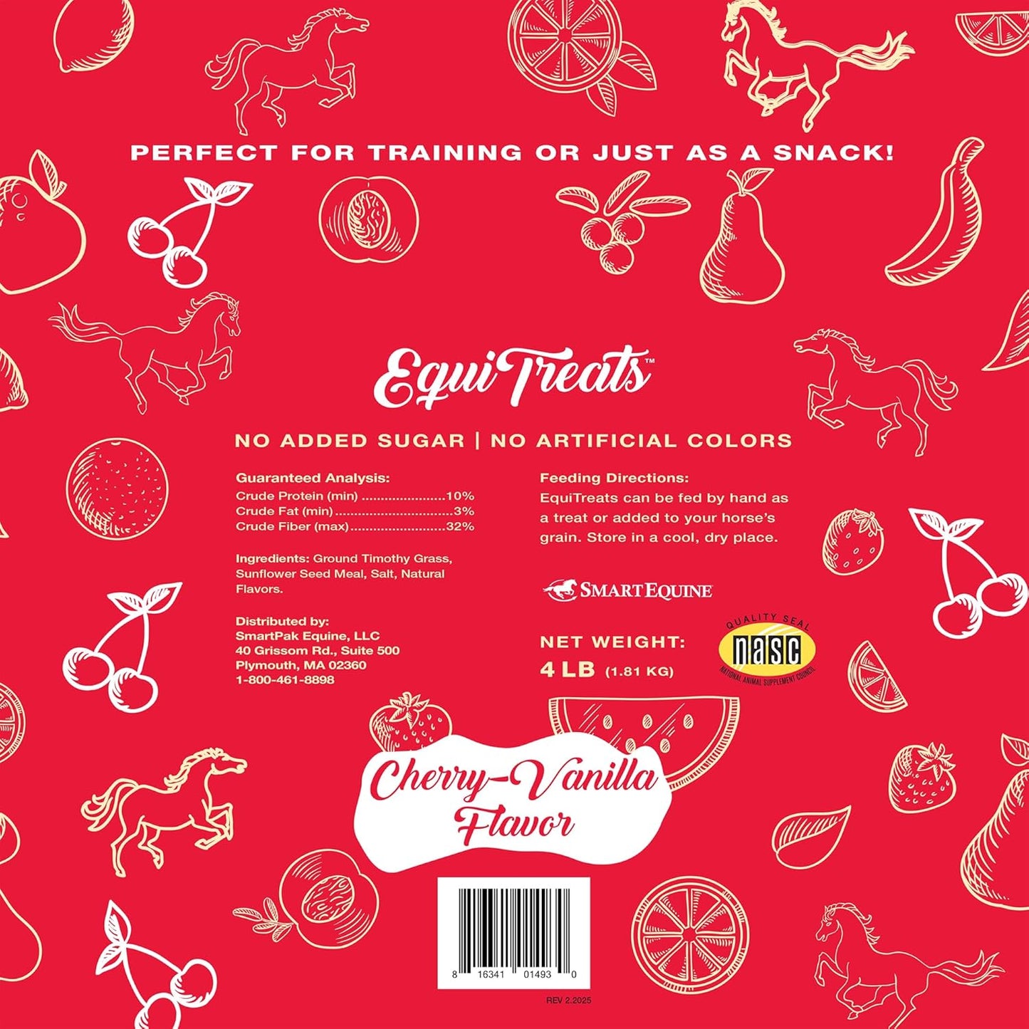 Uckele by SmartEquine Equi Treats Bite Sized Pellets | Horse Treats with No Added Sugar | Training & Competition Reward | Made with Timothy Grass & Sunflower Meal | Cherry-Vanilla, 4 lb