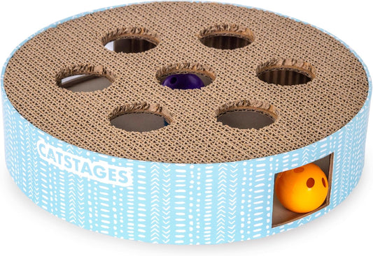 Catstages Scratch N' Hunt Interactive Cat Puzzle Toy with Scratcher Corrugate for Nail Care, Engages Hunting Instincts