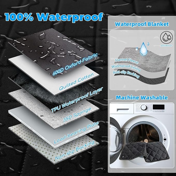 URPOWER Dogs Back Seat Extender with Non-Slip Blanket - Hard Bottom Dog Car Seat Cover & Removable Dog Bed Mat, Waterproof Dogs Hammock for Car, SUV & Small Truck, Pet Backseat Protector Holds 400lbs
