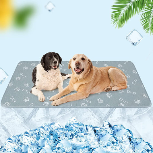BEAUTYZOO Upgraded Dog Self Cooling Mat Ice Silk Chill Pads for Small Medium Large Dogs Q-MAX＞0.43- Summer Reusable Pet Training Pad - Absorbent Non-Slip Cool Mat for Kennels, Crates, Beds, 28" x 47"