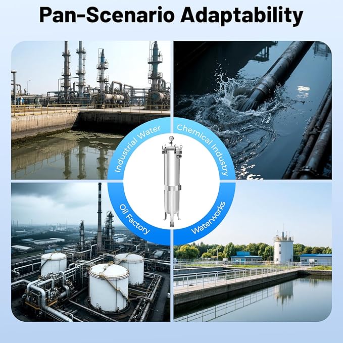 #2 304 Stainless Steel Bag Filter Housing w/Mesh, 2" NPT Inlet/Outlet, 150 PSI High Pressure Bag Water Filter Purification Equipment Industrial Filtration System