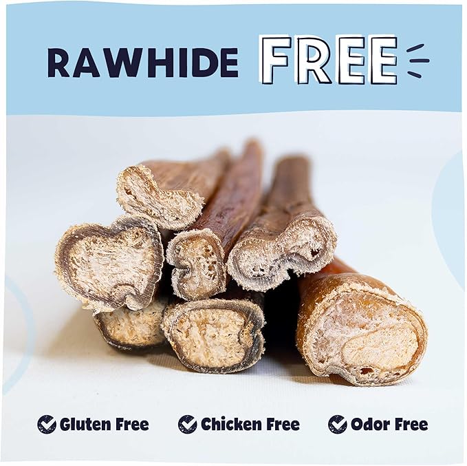 Pawstruck All-Natural 12" Bully Sticks for Dogs - Long Lasting, Rawhide-Free, Low Odor & Grain-Free Dental Chew Treat - Healthy Single Ingredient, 100% Real Beef - 1 lb Bag