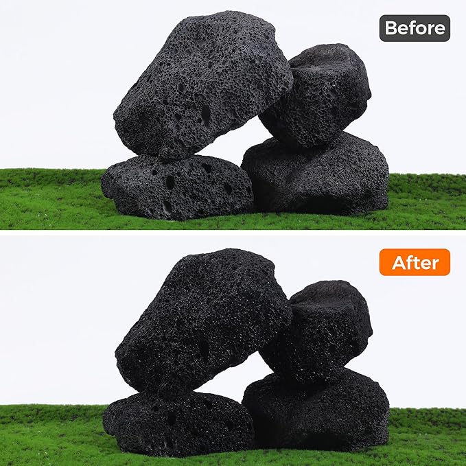 6-8 Inches Large Natural Black Lava Rock 4 PCS Aquarium Rocks for Aquascaping, Aquarium Landscaping, Terrariums, Fish Tank Decoration, Vivariums, Paludarium, Reptile and Amphibian Enclosures