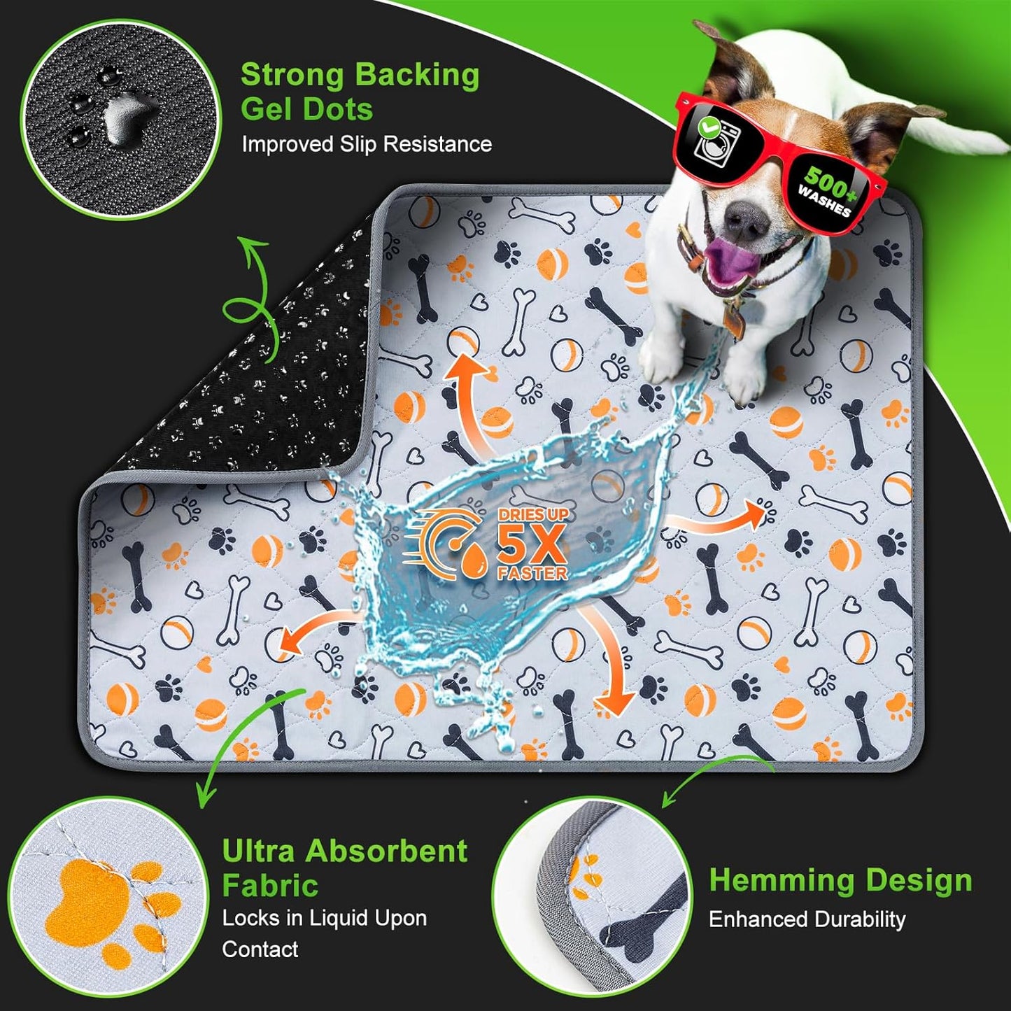 Hompet Dog Grass Pad with Tray Large, 29"x20.5", 2 Reusable Artificial Turf for Dogs Potty, Waterproof Non-Slip Washable Pee Pads, Quickly Absorbency Portable Dog Litter Box for Indoor/Outdoor Use