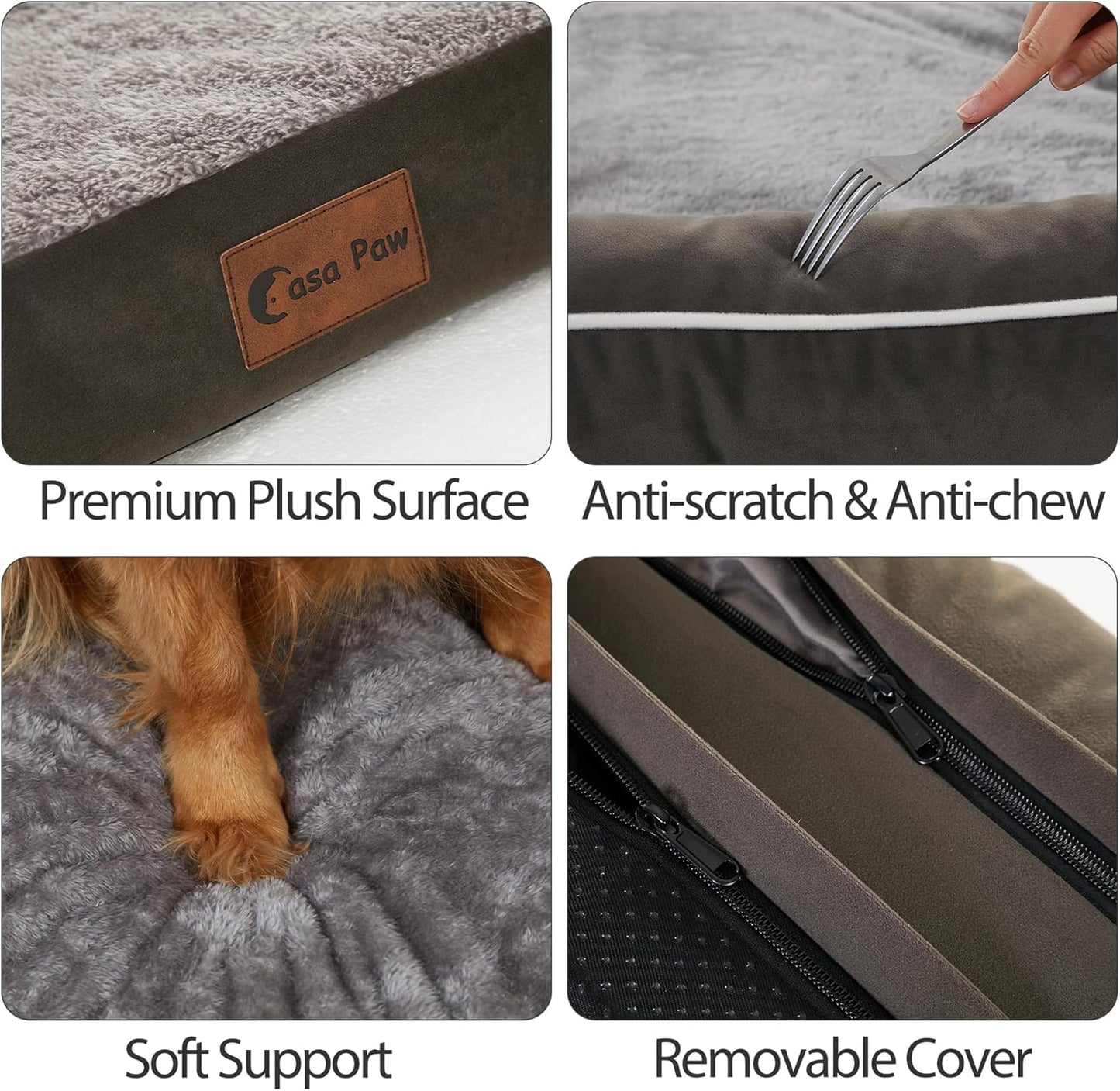 Waterproof Orthopedic Dog Beds Large, Egg-Crate Foam Dog Couch, Comfy Bolster Pet Bed with Removable Washable Cover, Nonskid Bottom (Large, Dark Green)