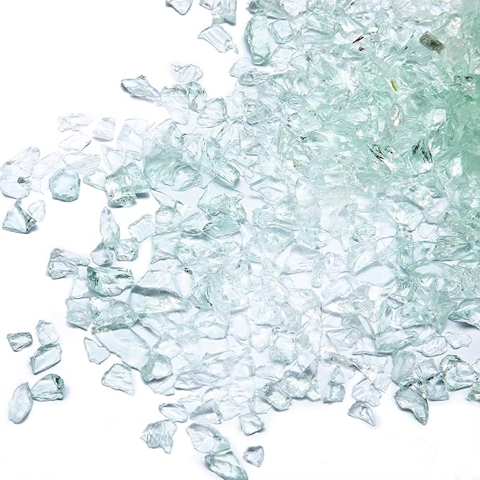 TWINKLING High Luster Crushed Glass Glitter, Broken Glass, Fire Glass Gems Chips for Fire Pit, DIY Resin Art, Epoxy Crafts, Geode Painting, Aquarium Decoration, 6-9mm(370g/13oz.) (Aqua)
