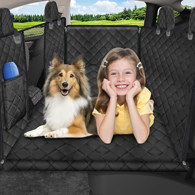 URPOWER Dog Back Seat Extender for Tesla Model Y, Hard Bottom Dog Car Seat Cover Holds 400 lbs, Waterproof Dogs Hammock for Car Pet Backseat & Door Protector Dogs Car Bed for Model Y 2025-2020