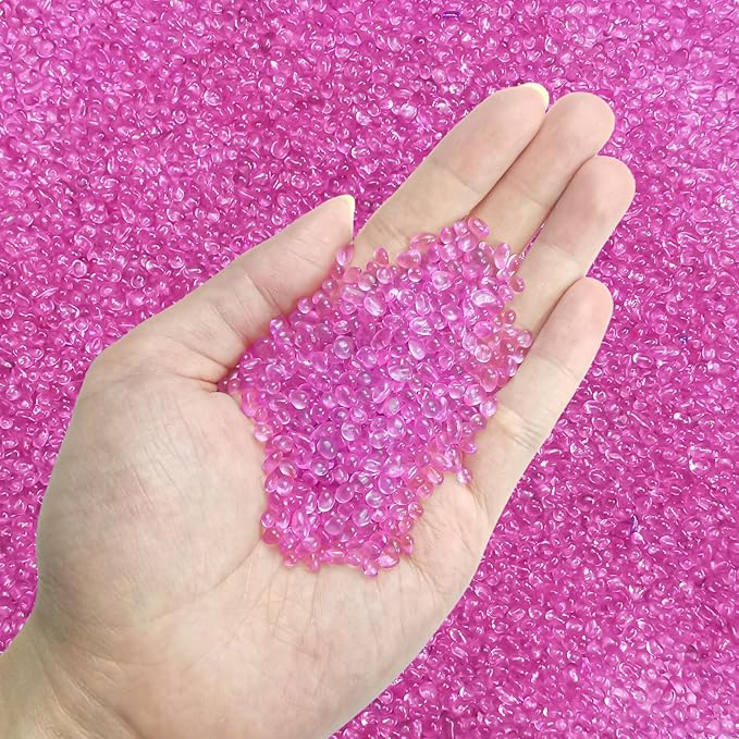 Keedolla 3 LB Fish Tank Rocks Gravel Pink, Aquarium Glass Pebbles Gemstones Beads Betta Fish Tank Stones for Vase Fillers, DIY Crafts, and Home Decor