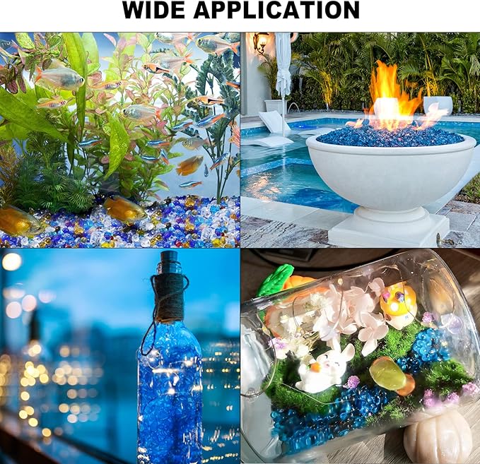 Keedolla 3 LB Glass Fish Tank Gravel Aquarium Fish Tank Stones, Betta Fish Bowl Rocks Gems Marbles Pebbles Gravel for Aquarium, Fish Tank, Vase Fillers, Succulent Plants Decor - Rainbow