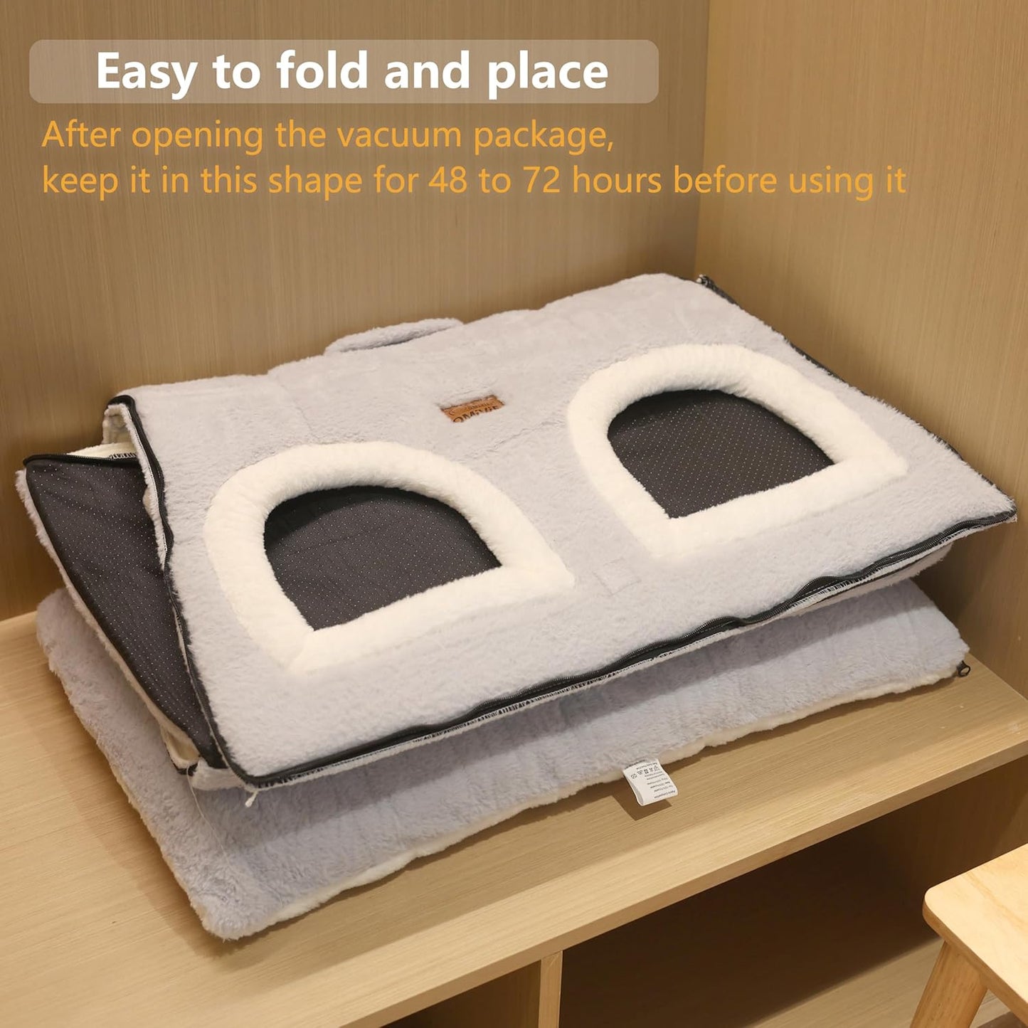 Cat Bed for Indoor Cats，Foldable cat cave，Anti-Slip & Water-Resistant Bottom，cat Houses for Indoor Cats or Small Dogs, Kitten Tent, Rabbit Double Hole Bed:(27.5"×15.3"×15.3"