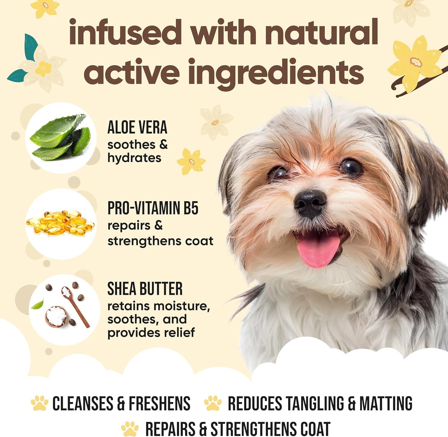 Vanilla & Shea Butter Dog Shampoo by Buddycare | Moisturising Shampoo for Dogs | Vanilla & Shea Butter Scented | with Aloe Vera and Pro Vitamin B5 (50.72oz)