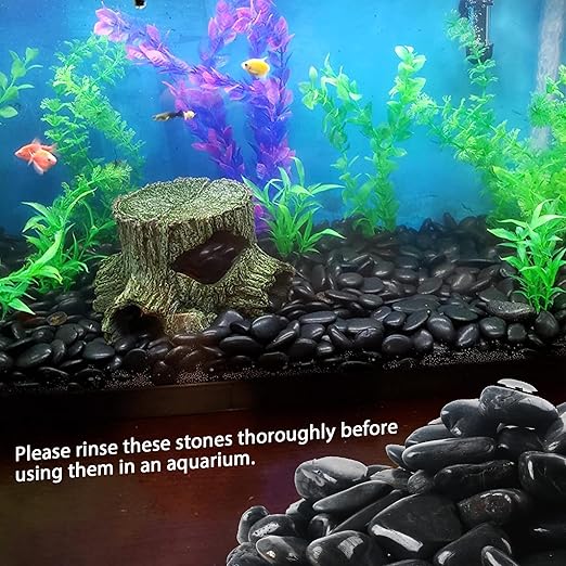 45LB 1"-2" Black Rocks for Plants, Polished Pebbles for Garden Landscaping, Planters,Aquarium,Vase Fillers, Indoor & Outdoor Decor