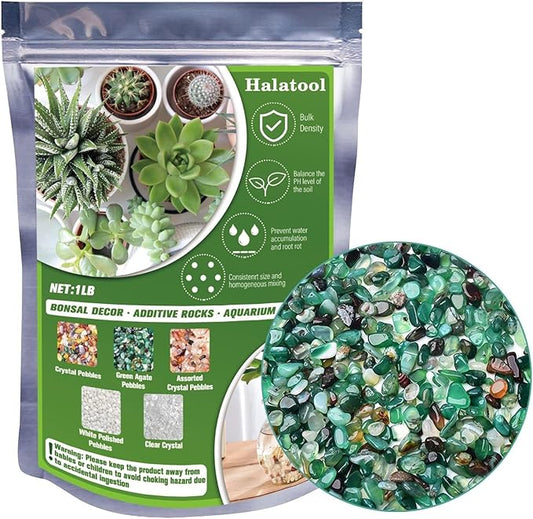 Halatool 1LB Green Aquarium Gravel for Fish Tank 0.35"- 0.6" Landscaping Pebbles for Home Decor Natural Decorative Polished Stones for Potted Plants DIY Handmade & Vase Filler