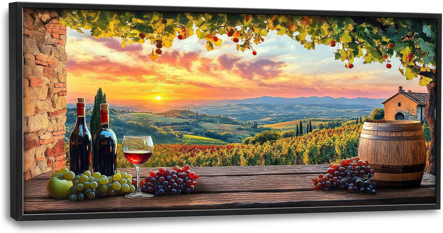 Large Sunrise Landscape Wall Art for Living Room, Sunset Scenery Canvas Oversized Wall Decor for Dining Room, Farmhouse Framed Pictures Painting Print Artwork for Bedroom Office 60L" x 30W"