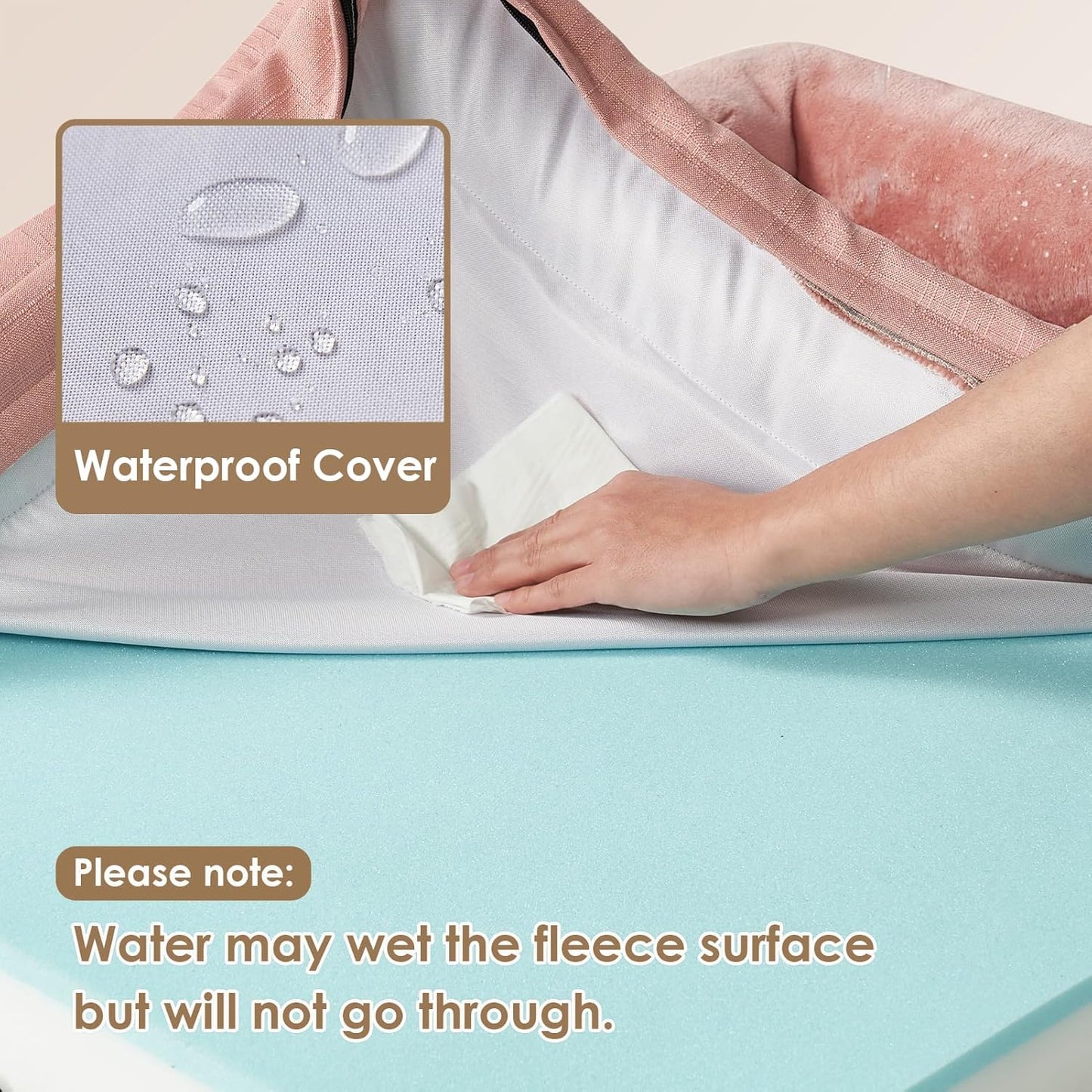 EHEYCIGA Orthopedic Dog Beds for Large Dogs, Waterproof Memory Foam Large Dog Bed with Sides, Non-Slip Bottom and Egg-Crate Foam Pet Couch Bed with Washable Removable Cover, Dusty Pink