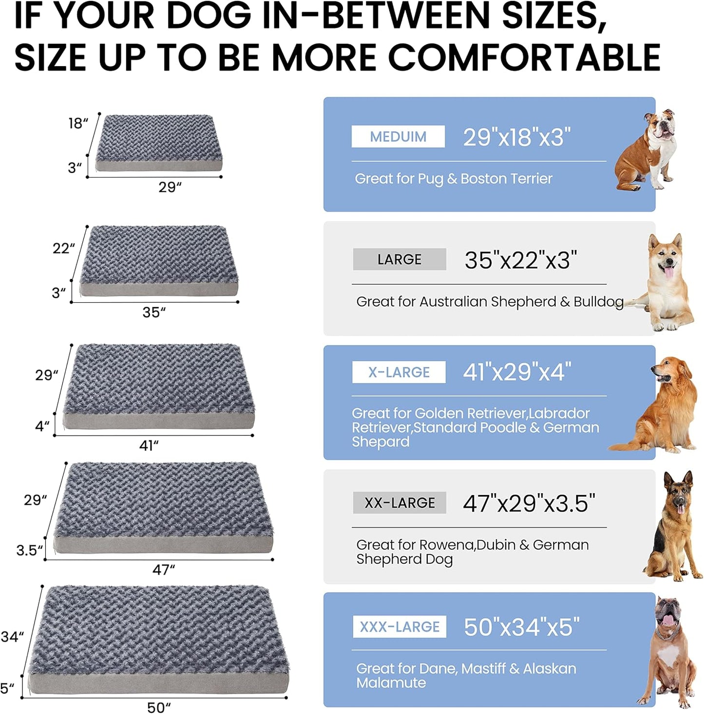 Orthopedic Memory Foam Bed for Medium Dogs, Cooling Crate Mat With Washable, Waterproof Lining, M(29inch,45Lbs)